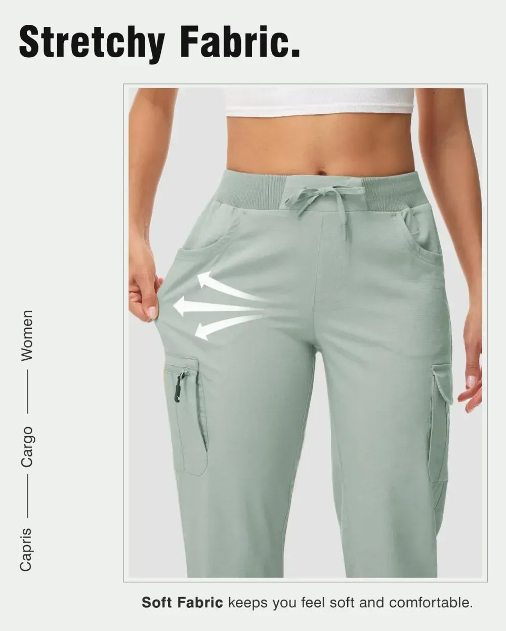 Women's 6-Pocket Cargo Capris Lightweight Quick Dry Cotton Hiking Pants
