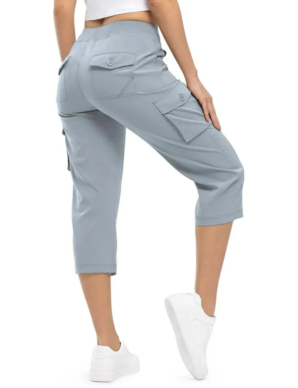 Women's 6-Pocket Cargo Capris Lightweight Quick Dry Cotton Hiking Pants