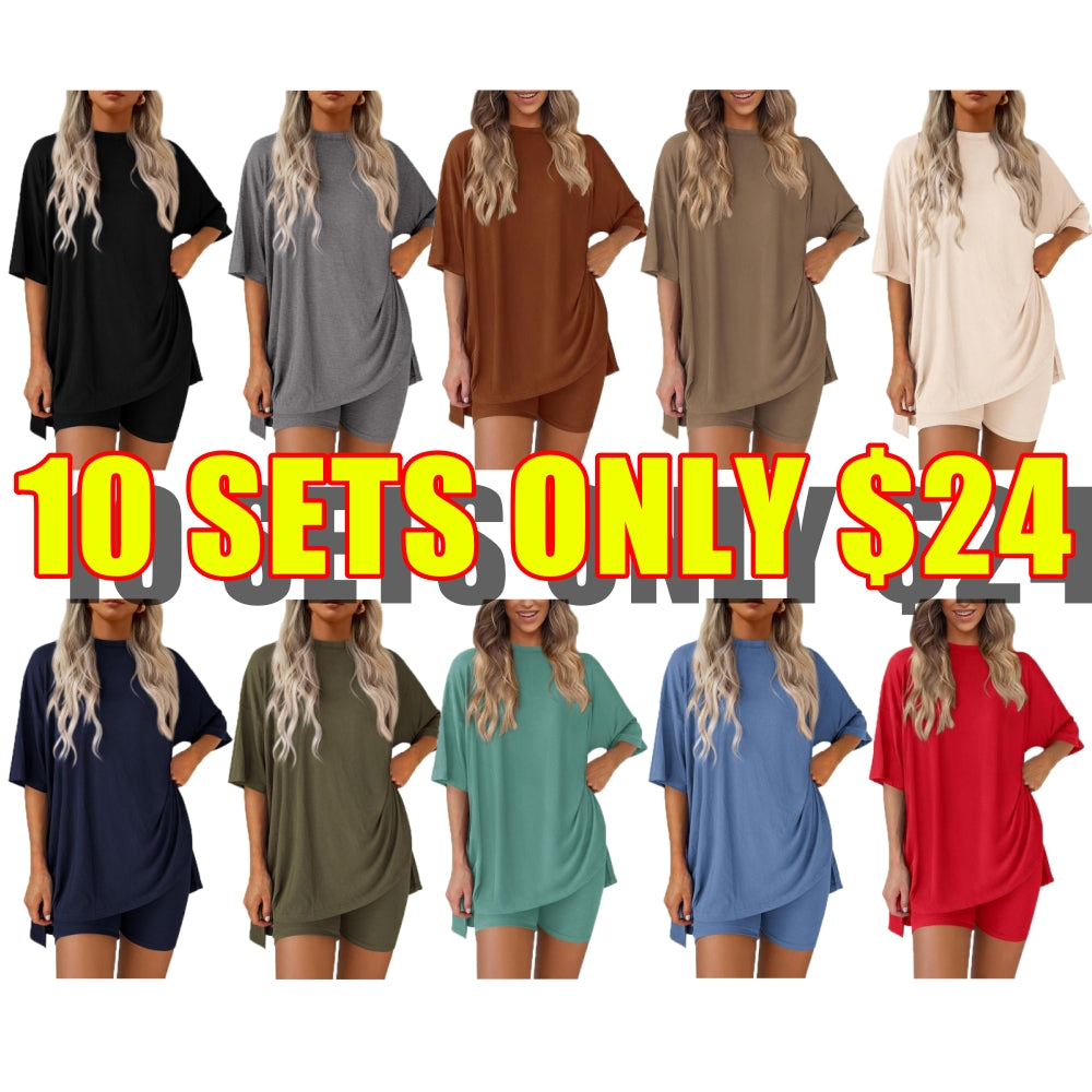 🔥Women's Casual Loose-fitting Two-Piece Set (Crew Neck/V-Neck) 🔥