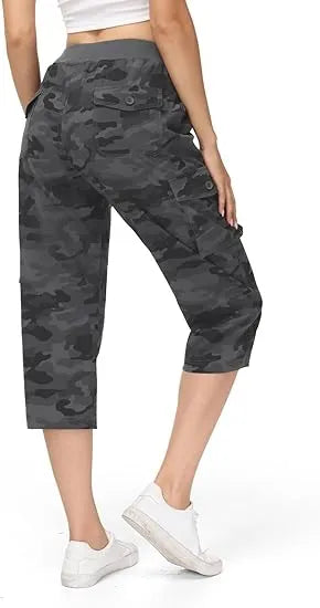 Women's 6-Pocket Cargo Capris Lightweight Quick Dry Cotton Hiking Pants