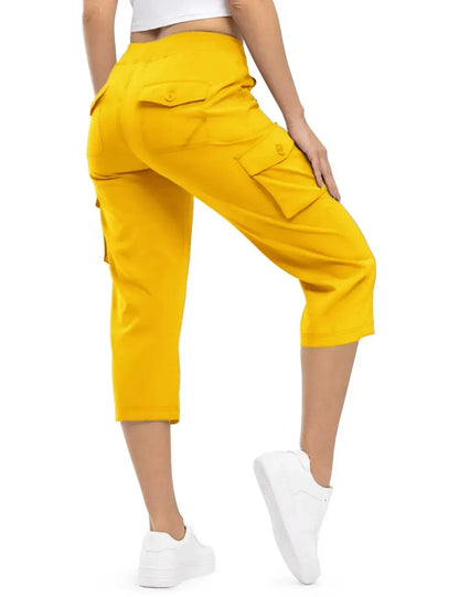 Women's 6-Pocket Cargo Capris Lightweight Quick Dry Cotton Hiking Pants
