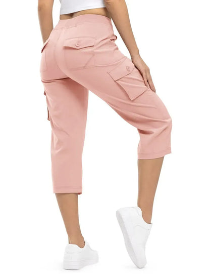 Women's 6-Pocket Cargo Capris Lightweight Quick Dry Cotton Hiking Pants