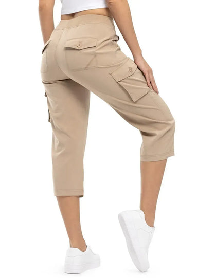 Women's 6-Pocket Cargo Capris Lightweight Quick Dry Cotton Hiking Pants