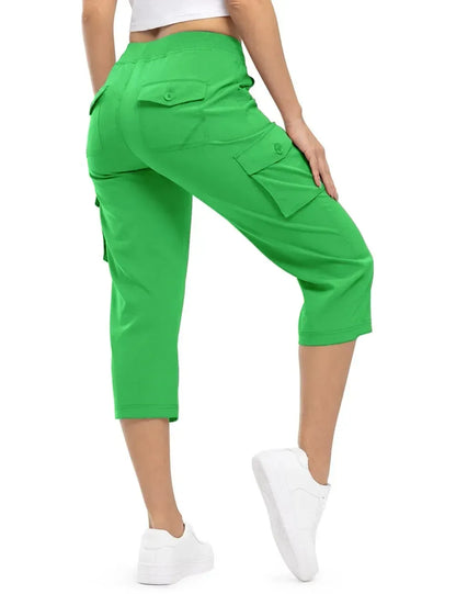 Women's 6-Pocket Cargo Capris Lightweight Quick Dry Cotton Hiking Pants