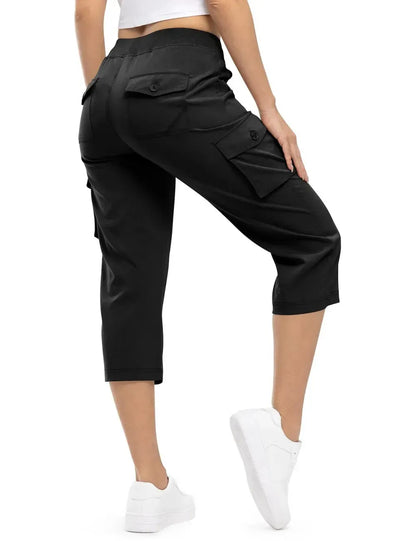 Women's 6-Pocket Cargo Capris Lightweight Quick Dry Cotton Hiking Pants
