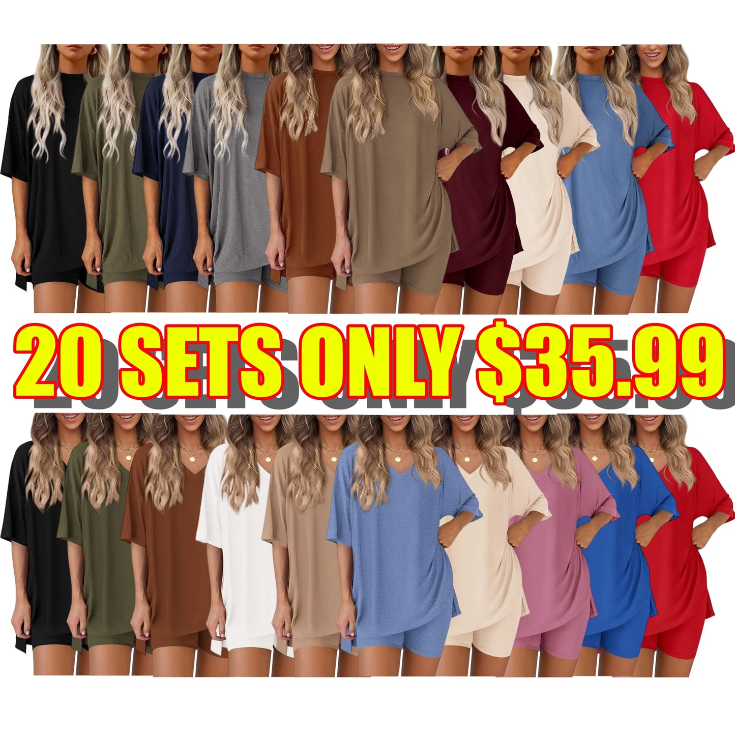 🔥Women's Casual Loose-fitting Two-Piece Set (Crew Neck/V-Neck) 🔥