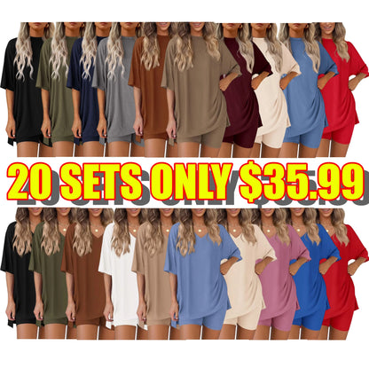 🔥Women's Casual Loose-fitting Two-Piece Set (Crew Neck/V-Neck) 🔥