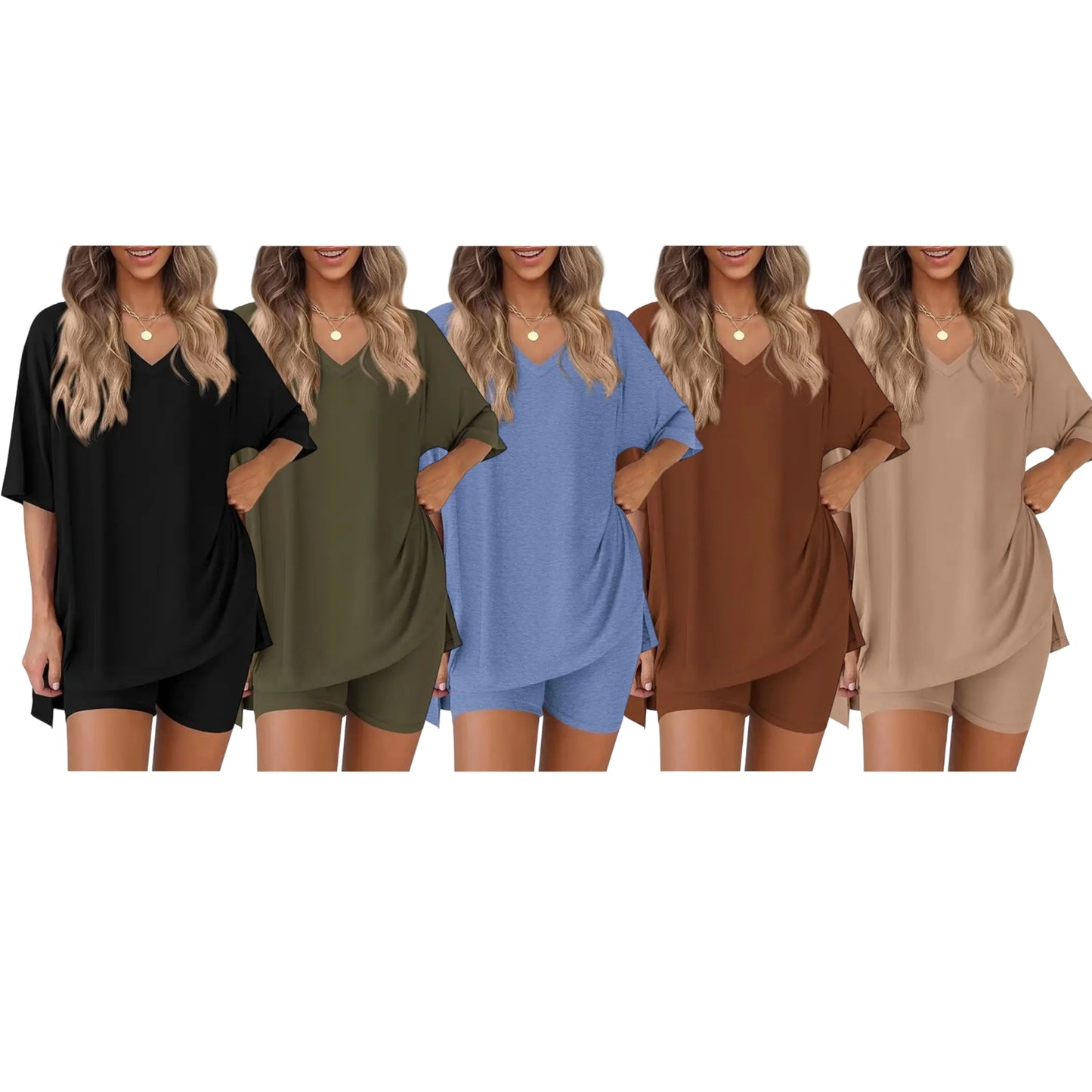 🔥Women's Casual Loose-fitting Two-Piece Set (Crew Neck/V-Neck) 🔥