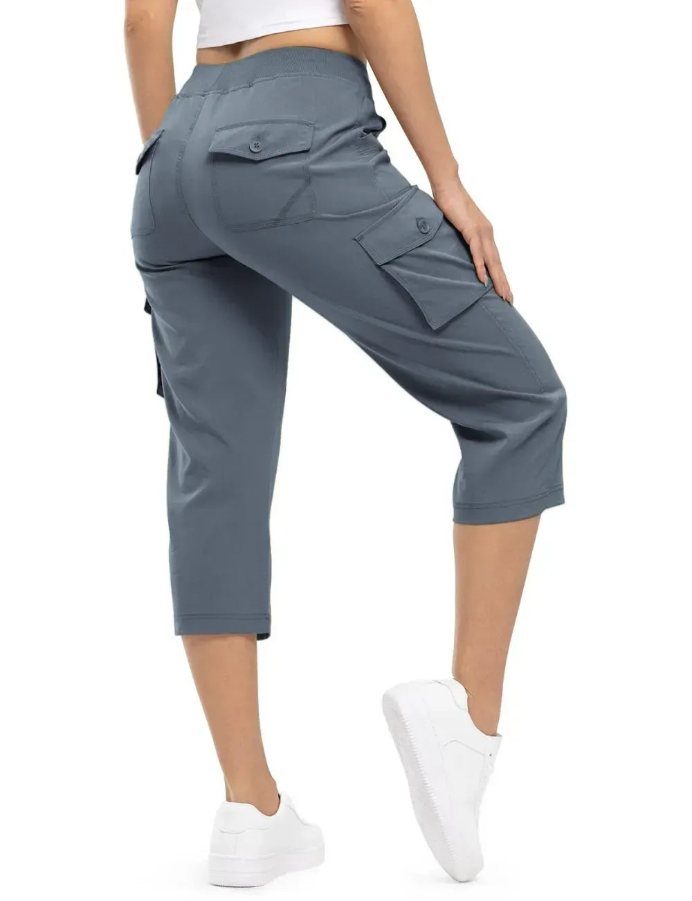 Women's 6-Pocket Cargo Capris Lightweight Quick Dry Cotton Hiking Pants