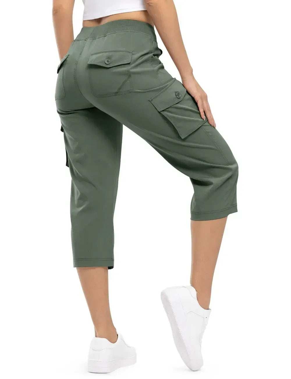 Women's 6-Pocket Cargo Capris Lightweight Quick Dry Cotton Hiking Pants