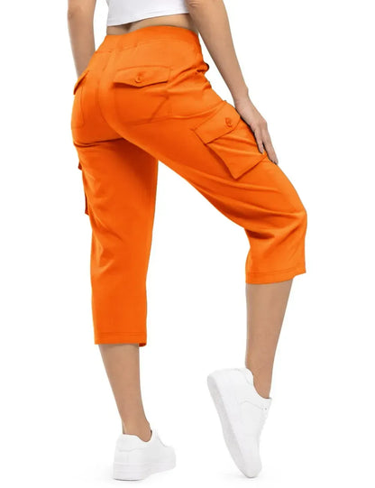 Women's 6-Pocket Cargo Capris Lightweight Quick Dry Cotton Hiking Pants