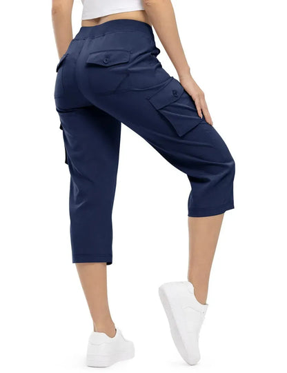 Women's 6-Pocket Cargo Capris Lightweight Quick Dry Cotton Hiking Pants