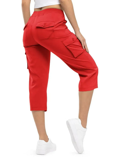 Women's 6-Pocket Cargo Capris Lightweight Quick Dry Cotton Hiking Pants