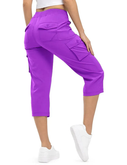 Women's 6-Pocket Cargo Capris Lightweight Quick Dry Cotton Hiking Pants