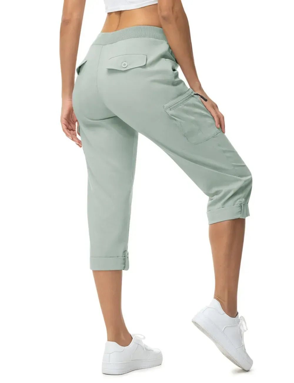 Women's 6-Pocket Cargo Capris Lightweight Quick Dry Cotton Hiking Pants