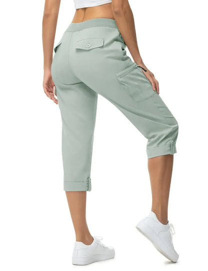 Women's 6-Pocket Cargo Capris Lightweight Quick Dry Cotton Hiking Pants