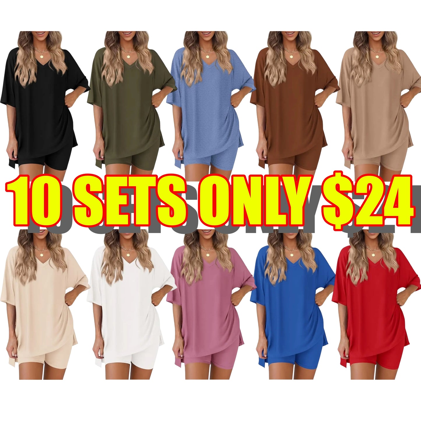 🔥Women's Casual Loose-fitting Two-Piece Set (Crew Neck/V-Neck) 🔥