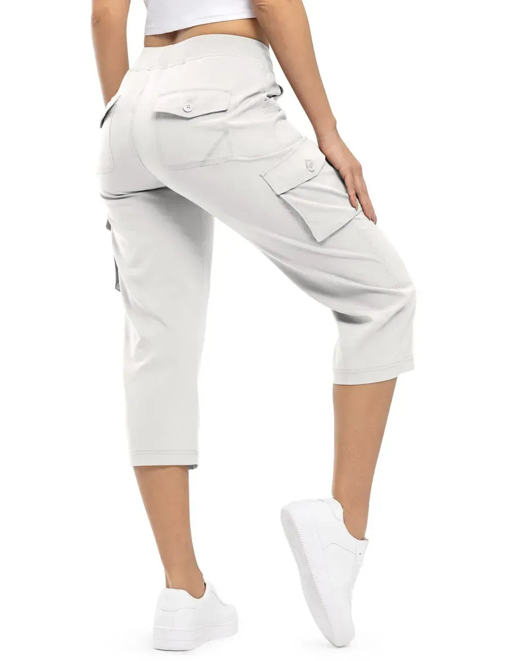 Women's 6-Pocket Cargo Capris Lightweight Quick Dry Cotton Hiking Pants